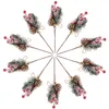 Dekorativa blommor simulering jul tall plockar bär bukett konstgjorda bär gäng livtro xmas fruktdekor 10 st för