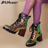 Boots Fashion Sequin Women Gradient Color Chunky Heel Modern For Ladies Latest Design Women's Low Cut In