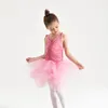 Robe Tutu de Ballet pour filles, justaucorps de danse rose pour enfants, body à nœud papillon, jupes multicouches en Tulle pour gymnastique