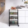 Carrello da cucina rustico con rotelle a 3 livelli in filo metallico nero di Haitral 231228