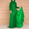 Etniska kläder muslimska kvinnor aftonklänning paljett utsökta eleganta smala passformar långärmad underbar maxi abendkleider hochzeit mujer