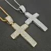 316L Stainless Steel Hip Hop Punk Jewlery Big Cross Cubic Zirconia Pendant Necklace Men Women Street Dance Rock Rapper Accessories194B