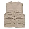 Men's Vests 2024 Men Cotton Cargo Vest Sleeveless Multi Pocket Cameraman Waistcoat Male Tactical Work Jackets Overcoats L-5XL