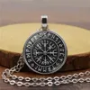 Hänge halsband vegvisir viking kompass för män kvinnliga smycken krigare symbol rune amulet collier glas cabochon halsband3240