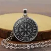 Naszyjniki wisiorek Vegvisir Viking kompas dla mężczyzn kobiety biżuteria Warrior Symbol Rune Amulet Glass Cabochon Naszyjnik3240