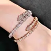 Bulgarie Carer Original Luxury Designer Armband Snake Shaped Armband för kvinnor Pure Silver med 18K Rose Gold Full Diamond Bone Opening Head Nlaid med diamant