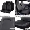 Coprisedili per auto Ers Plus con schienale alto in pelle Premium impermeabile Fl Set compatibile con airbag Consegna a domicilio Automobili Motociclette In Dhded
