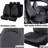 Capas de assento de carro Ers Plus High Back Bucket Couro Premium À Prova D 'Água Fl Set Airbag Compatível Drop Delivery Automóveis Motocicletas em Dhded