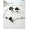 ペンダントネックレスeetit etit glass cubic zirconia black樹脂フラワーチョーカーネックレスビンテージシルバーカラーカッパーチャームネックジュエリー