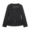 Elegant Slim Blazer jacket Women's Black est Sexy Female Sweetheart neckline Coat Office lady suit Korean INKEO 2O361 231229