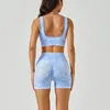 Ensembles actifs Cravate Teint Deux Pièces Sport Costume Danse Yoga Ensemble Fitness Soutien-Gorge Femmes Gym Entraînement Serré Push Up Hip Shorts Entraînement Athlétique