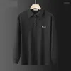 Polos للرجال تصل M-3XL Mens Polo Derts Summer Tops Tees Long Sleeve Twour Rold Solid Add Wear Dark Darm Darmal H35