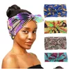 Hoofddeksels Haaraccessoires Afrikaanse Print Dames Hoofdband Knoop Strik Stijl Stretch Bandana Make-up Yoga Sportband 230605 Drop Deliver Dhift