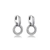 Huggie Sparkling Double Hoop Earrings 925 Sterling Silver Jewelry for Woman Make Up Fashion Female Earrings Party Jewelry