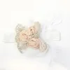 12 pcs/lote en mousseline de soie fleur perle bébé bandeau dentelle plume élastique bande de cheveux né princesse filles pographie accessoires headwraps 231229