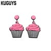 KUGUYS – boucles d'oreilles en acrylique rose pour femmes, bijoux à la mode, pendantes, gâteau, tendance, 275s
