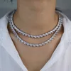 Iced out silver baguette cz tennis chain necklace for women high quality hip hop ice 5A cubic zirconia choker jewelry in stock250O