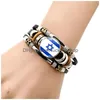 Charm Bracelets Leather Bracelet For Women Punk Style Mti-Layer Braided Beaded Jewelry Drop Delivery Dhkcq