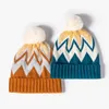 Mode d'hiver hommes femmes boule de laine tricoté chapeau garçons filles chaud épaissi cheveux de lapin sans bord chapeau froid rayé Jacquard chapeaux 231229