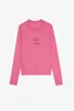 Zadig Voltaire – pull en tricot fin en cachemire 100 avec lettres brodées pour femme, nouvelle Niche française, Rose rouge, nouvelle collection automne/hiver 2024