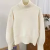 Frauen Pullover Gestrickte Pullover 2023 Frühling Wolle Aushöhlen Rollkragen Lose Einfache Casual Langarm Pullover