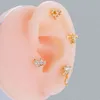 Helix örhänge skruvblomma hjärta skivstång studs kirurgiskt rostfritt stål örhänge örhängen populära piercing kubik zirkonskruvar öron ben stud kropp smycken bijoux