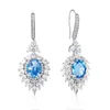 Boucles d'oreilles pendantes en argent Sterling S925, diamant à haute teneur en carbone, diamants jaunes et bleus, plume de paon, bijoux fins, cadeaux pour femmes