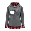 Sweatshirts Maternity Long Sleeve Nursing Tops Autumn Winter Women Breastfeeding Hoodie Patchwork Dots Sweatshirt with Pockets Pregnancy