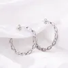 Stud Earrings VARY Fashion Personality 925 Sterling Silver Hoop With Zircon Chain Hollow Oversized