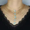Catene di alta qualità 5A CZ blu turchesi pietra araba lettera d'amore alfabeto collana con ciondolo per donna