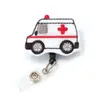 Broscher 20st/parti 5stylar kände handgjorda stickningar söt design ambulans infällbart id -märke hållare rulle