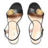 Luxurys tasarımcı sandaletler çift katır deri orta topuk sıradan ayakkabılar 2024 yeni dans plajı sandale bayanlar erkek yaz seyahat terlik metal slayt elbise sliders kutusu