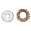 Decorative Flowers -Faux Pampas Wreath 20.86In Circular Wall Ornament Artificial For Boho Style Modern Chic Home Decor Farmhouse