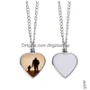 Pendant Necklaces Sublimation Blank Letter Necklace Creative Heat Transfer Heart Shaped Diy Valentines Day Gift Drop Delivery Jewelr Dhitb