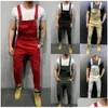 Mens Jeans Big Pocket Camouflage Printed Denim Bib Overalls Jumpsuits Military Army Green Working Clothing Eralls Fashion Casual Dr Dhyqr