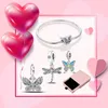 Bangle Pamela Charm Armband Set Sier Love Heart Star Moon Jewelry For Birthday Friendship Bröllopsdag med presentförpackning