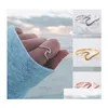 Band Rings Ocean Wave Simple Dainty 925 Sterling Sier Thin Ring Summer Beach Sea Surfer Personality Jewelry Drop Delivery Dho3G
