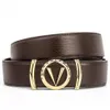 Cowhide Business Letters v Designer Belt Gold Stylish Belt Casual Man Smooth Buckle Belts幅34mm高品質4色オプション277m