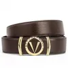 Cowhide Business Letters V Designer Pas Gold Stylish Belt Casual Man Gładki klamra Paski Szerokość 34 mm Wysoka jakość 4 kolory OptionA277m