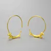 Lotus Fun Lovely Flying Dachshund Dog Big Round Hoop Earrings Real 925 Sterling Silver 18K Gold Earrings for Women Jewelry 210507347V