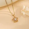 Pendant Necklaces Korean Zircon Five-Pointed Star Love Necklace For Women Stainless Steel Chain Ladies Girls Jewelry Party Gift