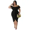 Summer Ruffles Slash Neck Women Bodycon Dress Plus Size Spaghetti Dress Party Holidays Casual Short Sleeves Dresses 231229