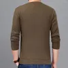 Herrtröjor Autumn Winter Mens V Neck Soft Long Sleeve Pullover Sweater Solid Color Crew Jumper Knit Top Casual Stretch Underlay Shirt