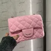 Şık kadın omuz çantası 20cm pamuk elmas kontrol gümüş donanım metal toka lüks çanta matelasse zincir crossbody çanta makyaj çantası moda çantaları tasarımcı