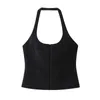 Damen-Tanks, Kunstpelz, schwarzes Crop-Top für Damen, Herbst, Plüsch, ärmellos, abgeschnittene Weste, sexy rückenfreies Korsett, Camis, elegante Tank-Tops