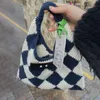 Winterwol gebreide designer schoudertas voor dames Borduren Mar Zachte grote tassen Damesmode handtassen met lederen tas