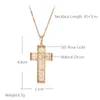 Anhänger Halsketten Wbmqda 585 Rose Gold Farbe Glänzend Hohl Kreuz Halskette Für Frauen Mit Weiß Natual Zirkon Mode Schmuck Zubehör