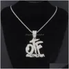 Pendant Necklaces Iced Out Otf Necklace With Cuban Link Chain For Men Women Rapper Jewelry Accessories 231216 Drop Delivery Pendants Dhpkm