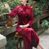 Etnische kleding Chinese traditionele jurk Lange elegante velours Qipao Plus maat 3Xl 4Xl 5Xl Cheongsams Mooie damesjurken Jaar vestidos
