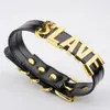 Ketten handgemachte schwarze personalisierte Brief Halsband Gold Silber Name Slave Kragen Halskette für Frauen Mädchen Bondage Cosplay Fetisch1321I